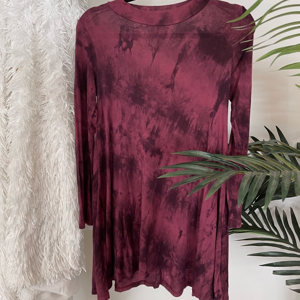 Newbury Custom USA Maroon Long Sleeve Flowy Dress